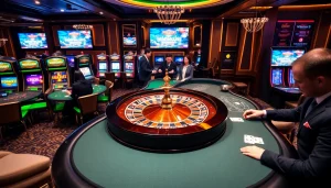 Joueurs s'engageant aux tables dans le meilleur casino en ligne France, mettant en avant excitation et stratégie.