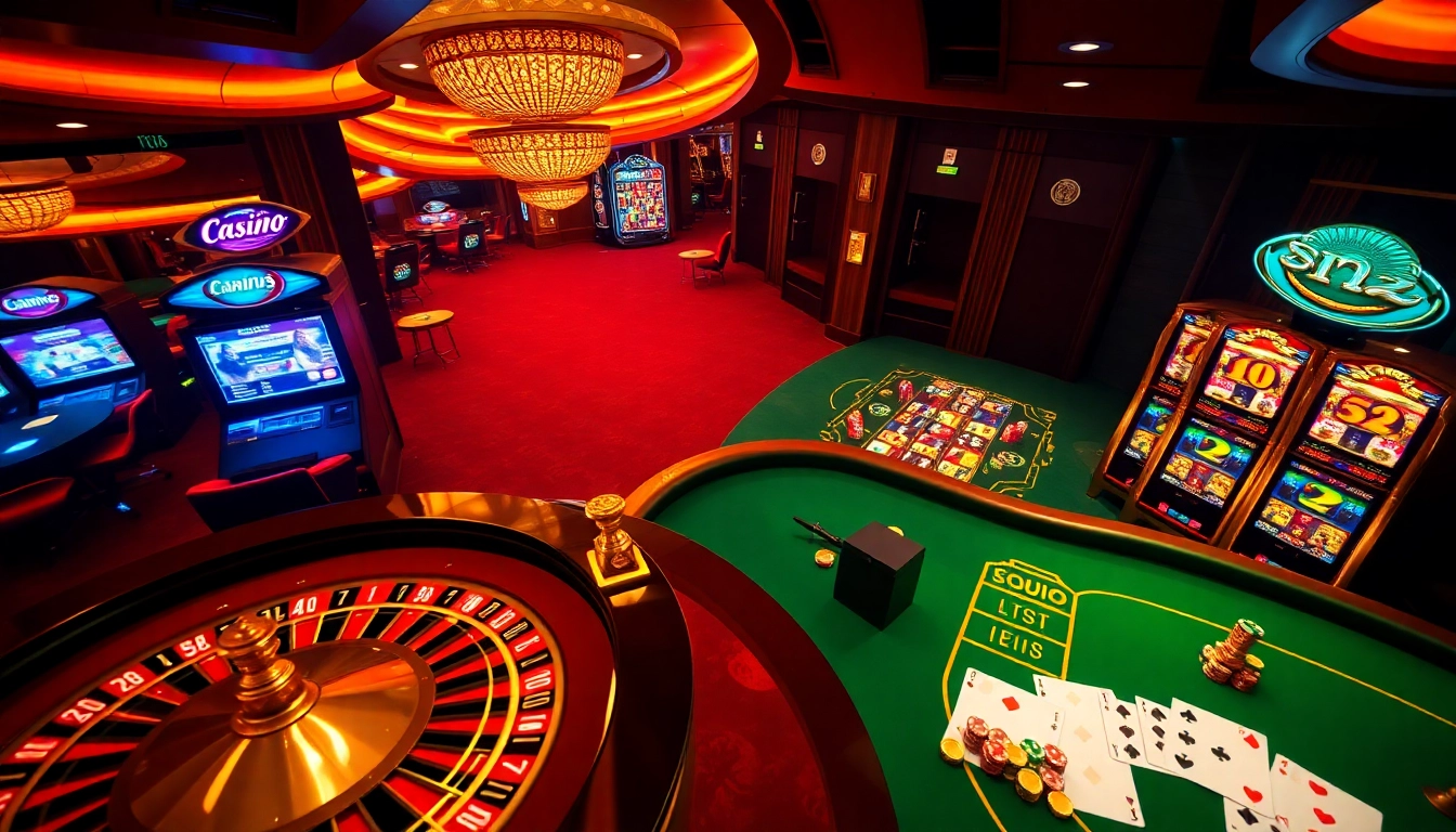 Une scène dynamique d'un casino en ligne haut de gamme mettant en avant le meilleur casino en ligne France avec des jetons de poker et une roulette élégante.