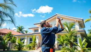 Cámaras de seguridad en Liberia - técnico instalando sistemas de vigilancia en una casa moderna.
