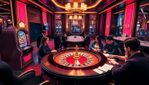 Découvrez l'excitation au meilleur casino en ligne France, avec une table de roulette luxueuse et une atmosphère de jeu vibrante.