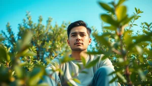 Anxiety symptoms exhibited by a person in a peaceful outdoor environment, showcasing their emotional state.