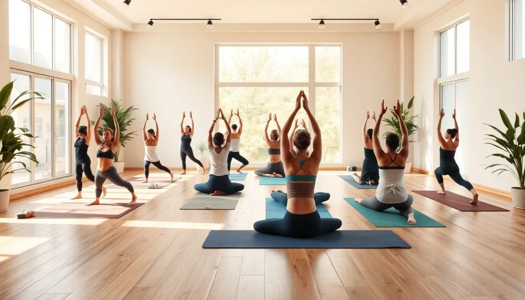 ホットヨガ おすすめ スタジオで穏やかな環境の中、多様な参加者が練習している