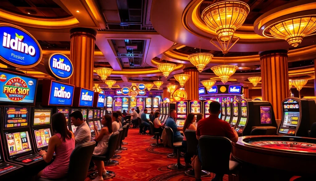 Experience the thrill of idnslot gaming with vibrant slot machines and lively atmosphere.
