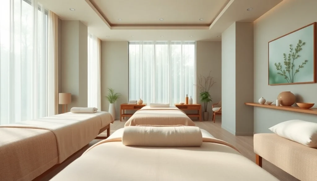 부드러운 조명과 차분한 장식이 있는 편안한 대구마사지 스파 환경.