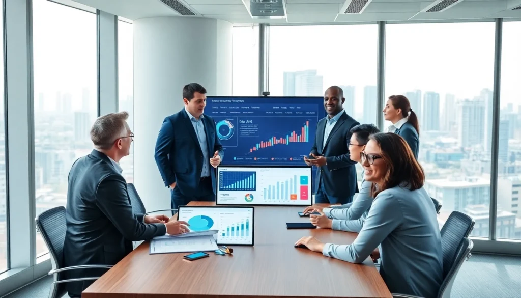 Enhance your B2B competitive intelligence strategies with engaging team discussions in a modern office.