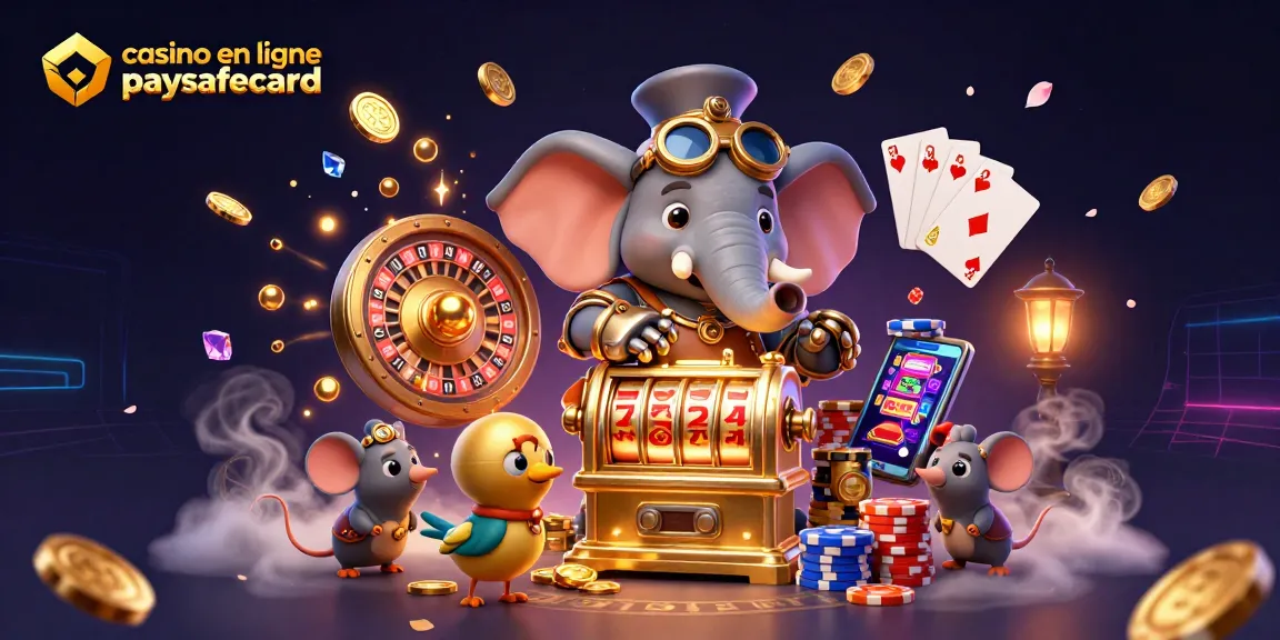 Jouez avec casino en ligne paysafecard et découvrez des gains avec des machines à sous en or et des piles de jetons.
