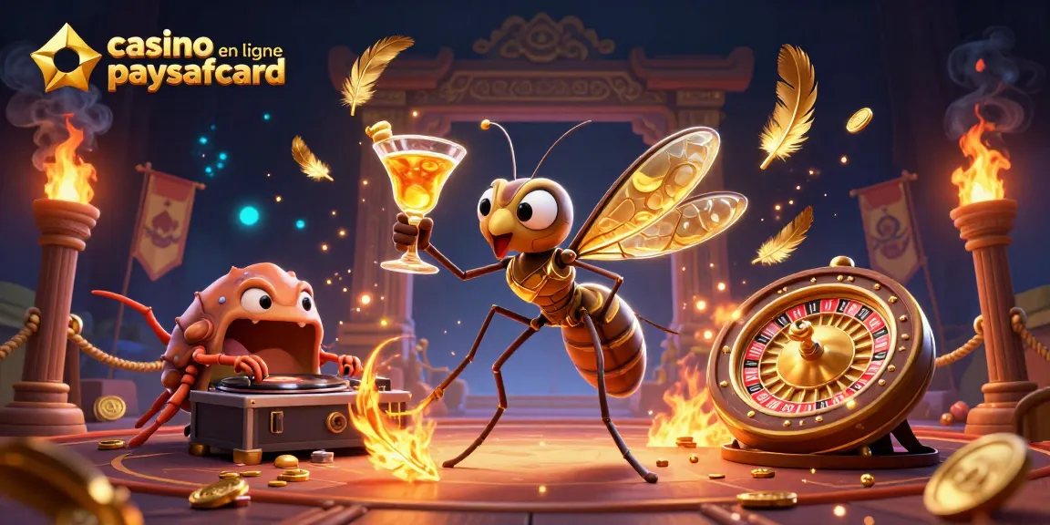 Jouer au casino en ligne paysafecard avec une illustration dynamique et colorée des mascottes de casino.