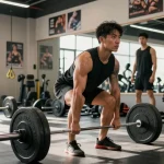 Pharmaqo Shop customer performing weightlifting, showcasing dedication and strength training.