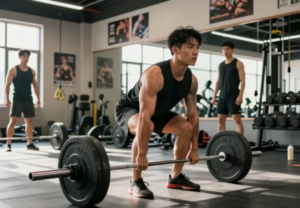 Pharmaqo Shop customer performing weightlifting, showcasing dedication and strength training.