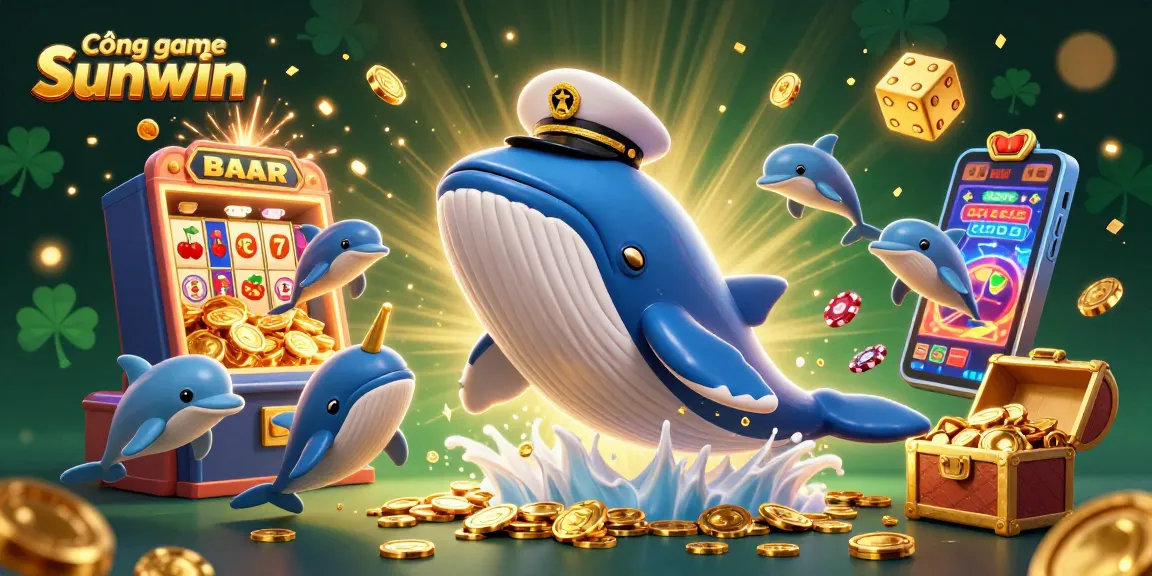 Engage with Cổng game Sunwin through an exciting 3D scene featuring playful gaming elements and characters.