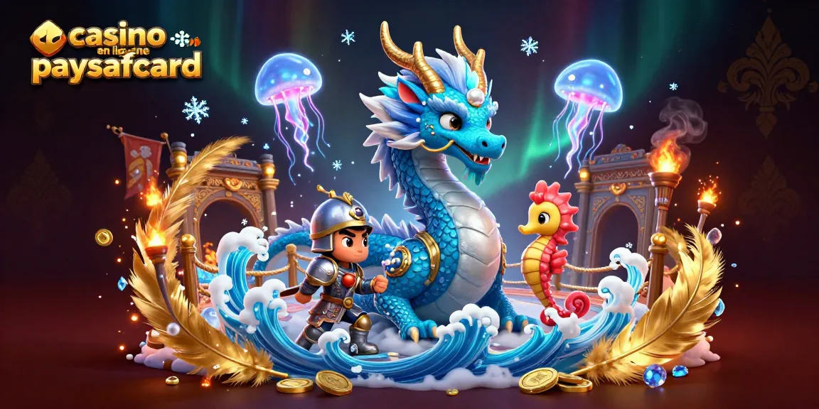 Rejoignez un casino en ligne paysafecard avec ce dragon aquatique dans une scène captivante.