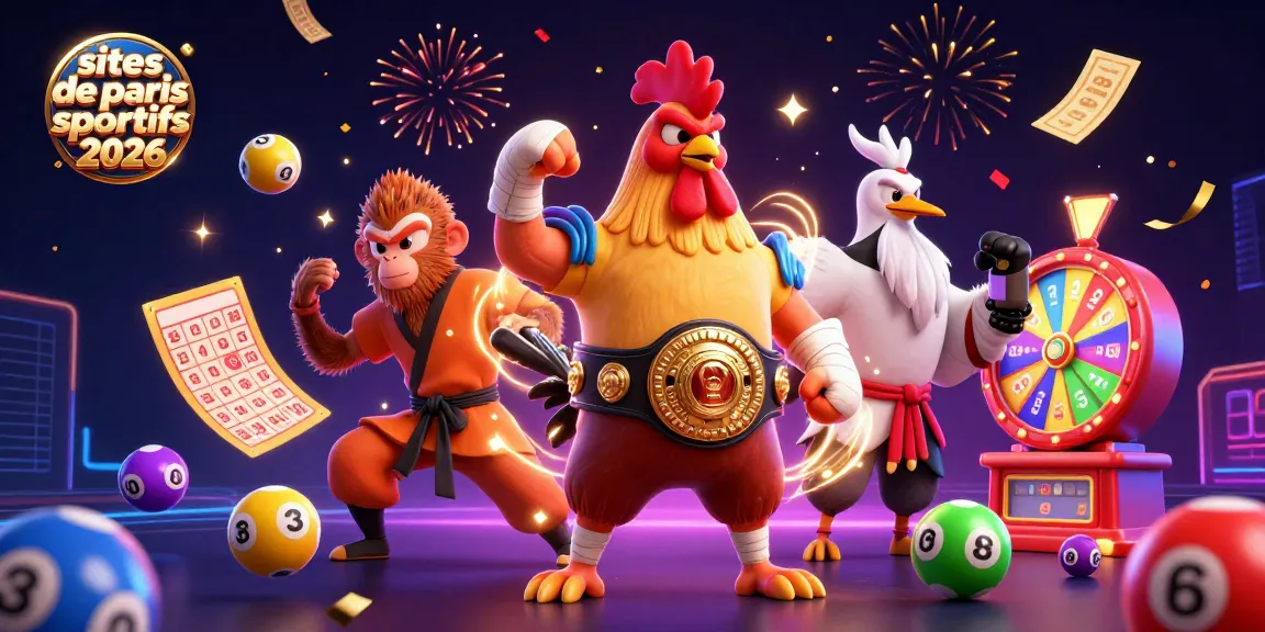 Scène dynamique de personnages de combat avec des éléments de jeux, sites de paris sportifs 2026 affichés pour les joueurs passionnés.