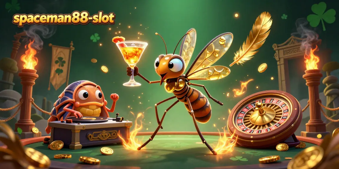 Experience thrilling gameplay with spaceman88-slot featuring charming characters in a vibrant casino setting.