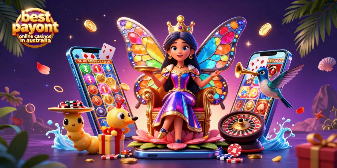 Experience the excitement of the best payout online casinos in australia with vibrant gambling elements and characters.